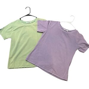 Monisqui Size S Italian Tee Shirt Bundle Green Purple 100%‎ Cotton Natural Dye